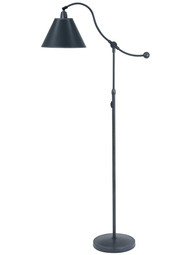 Hyde Park Counter Balance Floor Lamp with Black Parchment Shade in Oil-Rubbed Bronze.